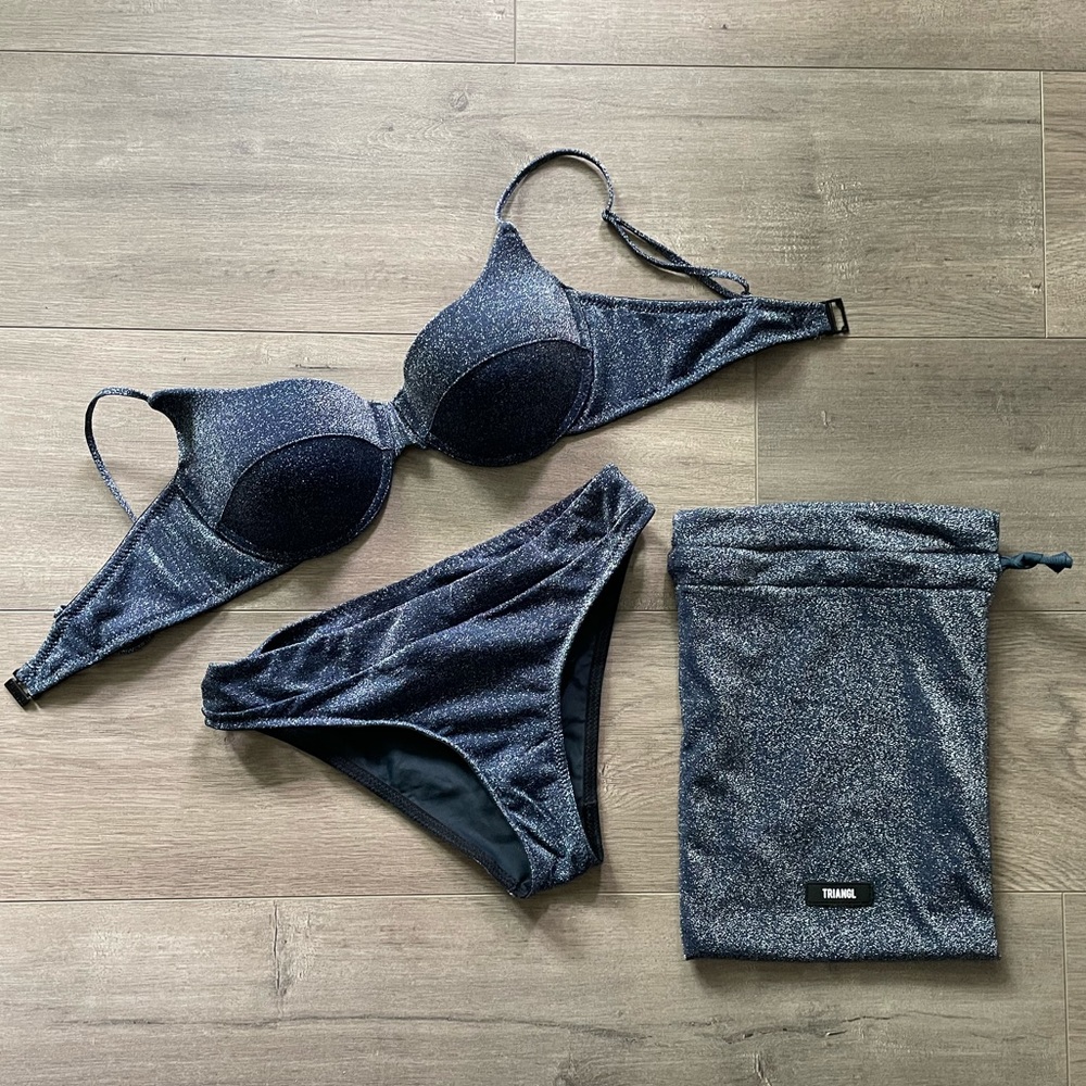 triangl swimwear Shimmery Navy Blue Bikini Set